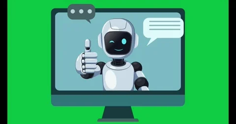 Robot Giving Thumbs Up with Five Stars on Green Screen Stock Footage 327780730