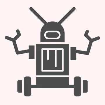 Robot glyph icon. Anthropomorphic android device with antennas on its head Illustrazione stock