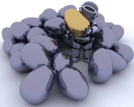 Robot with golden easgter egg Stock-Illustration