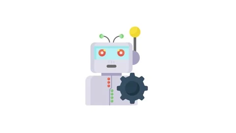 A robot is grasping a gear wheel and a yellow button, highlighting its role.. Stock Footage 332545120