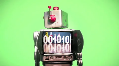 Robot green screen code binary Video stock 140389568