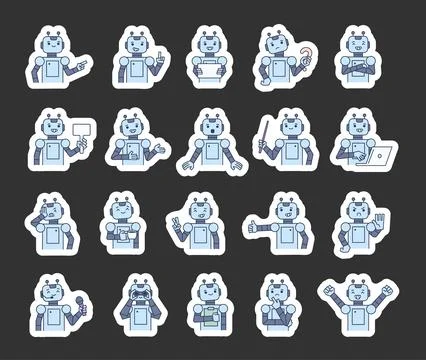 Robot guide character set Illustrazione stock
