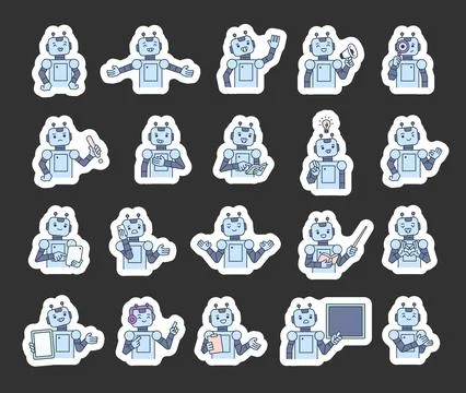 Robot guide character set 库存插图
