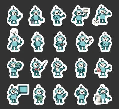 Robot guide character set Stock Illustration