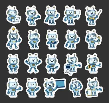 Robot guide character set Stock Illustration