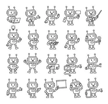 Robot guide character set 스톡 일러스트