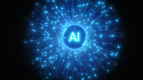 Robot Hand Activates Artificial Intelligence Generator. Abstract Ai Startup Stock Footage 306165227