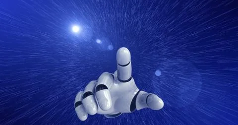 Robot Hand Activating Digital Hud Display Stockillustratie