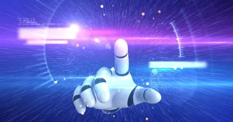 Robot Hand Activating Digital Hud Display Illustrazione stock