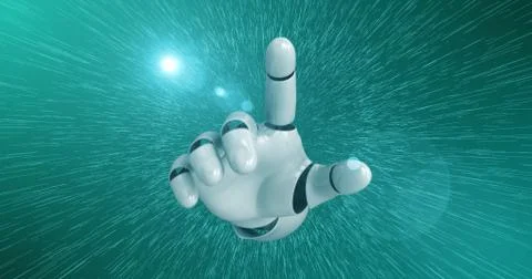 Robot Hand Activating Digital Hud Display Illustrazione stock