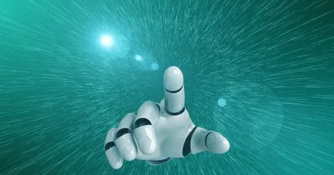 Robot Hand Activating Digital Hud Display Illustrazione stock