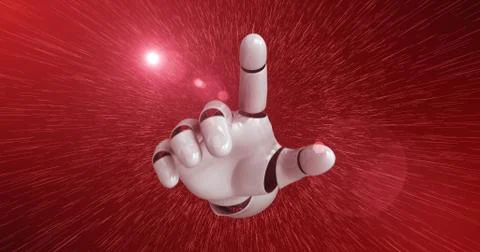 Robot Hand Activating Digital Hud Display Illustrazione stock