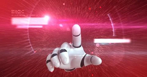 Robot Hand Activating Digital Hud Display Illustrazione stock