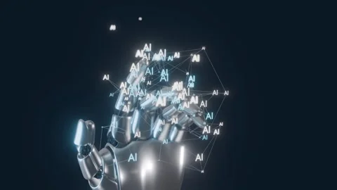 Robot hand and A.I. multi function for Agentic AI technology motion background Stock Footage 301075369