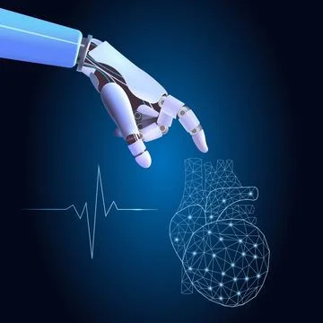 Robot hand artificial intelligence AI, assistance in medical practice. Stock Photos