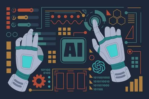 Robot hand background. AI technology. Bot intelligence automation. Futurist.. 스톡 일러스트