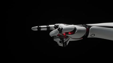 Robot Hand On The Black Background With Alpha Channel Video stock 164108875