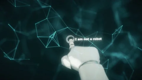 Robot Hand Clicks To Captcha I am not robot test Stock Footage 145348910