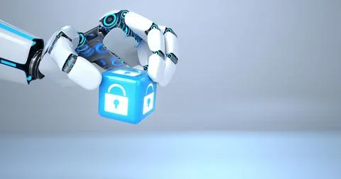 Robot Hand Cube DLock Stock Illustration