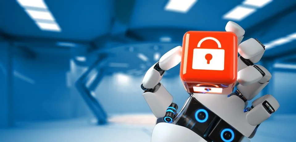 Robot Hand Cube DLock Stock Illustration