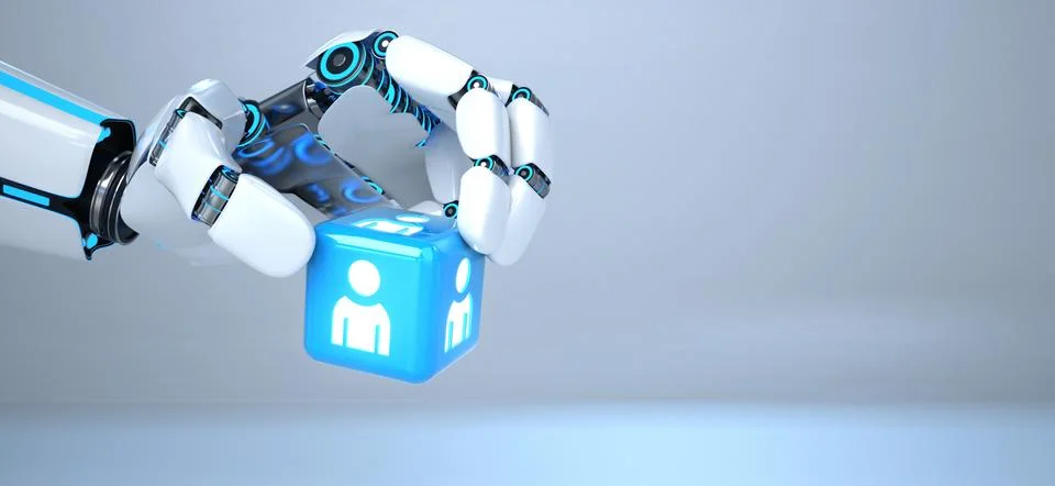 Robot Hand Cube Human Stock Illustration