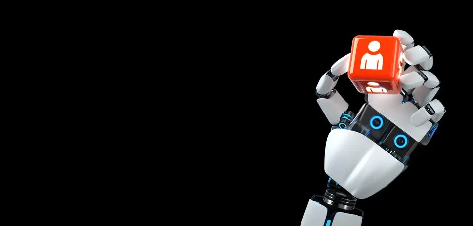 Robot Hand Cube Human Stock Illustration