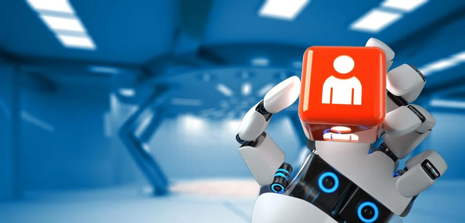 Robot Hand Cube Human Stock Illustration