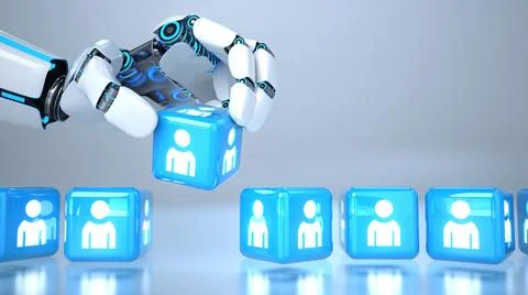 Robot Hand Cube Human Stock Illustration
