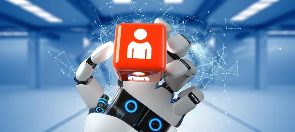 Robot Hand Cube Human Stock Illustration