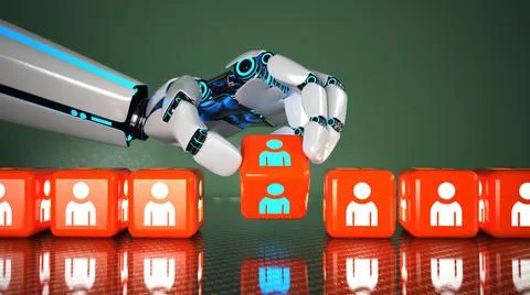 Robot Hand Cube Human Stock Illustration