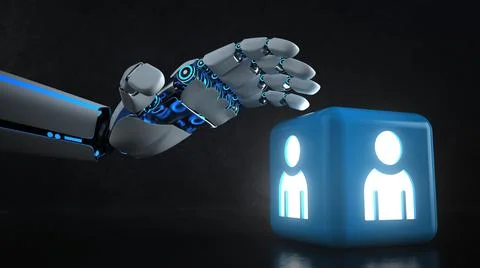 Robot Hand Cube Human Stock Illustration