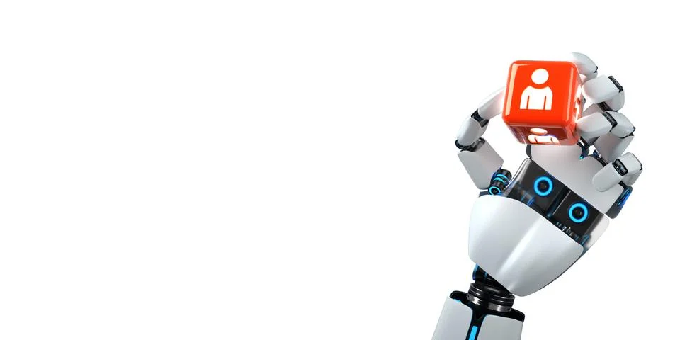 Robot Hand Cube Human Stock Illustration