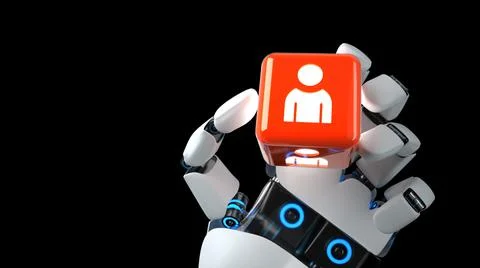 Robot Hand Cube Human Stock Illustration