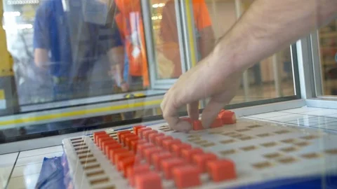 Robot Hand Doing Same Action as Human Hand, Slow Motion Stock Footage 124349747