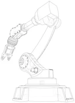 Robot hand. EPS10 format. Wire-frame Vector created of 3d Stock Illustration