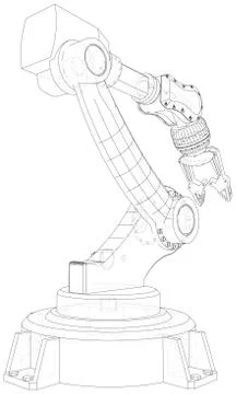 Robot hand. EPS10 format. Wire-frame Vector created of 3d 스톡 일러스트