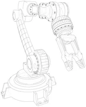 Robot hand. EPS10 format. Wire-frame Vector created of 3d Stock Illustration