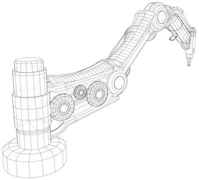 Robot hand. EPS10 format. Wire-frame Vector created of 3d Stock Illustration