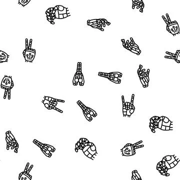 Robot hand gesture ai digital seamless pattern vector Stock Illustration