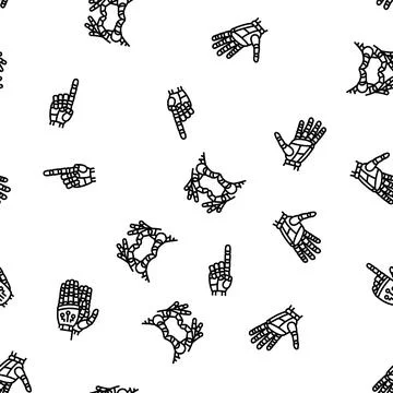 Robot hand gesture ai digital seamless pattern vector Stock Illustration