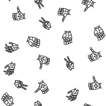 Robot hand gesture ai digital seamless pattern vector Stock Illustration