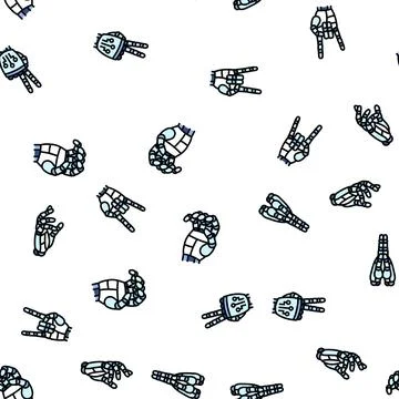 Robot hand gesture ai digital seamless pattern vector Stock Illustration