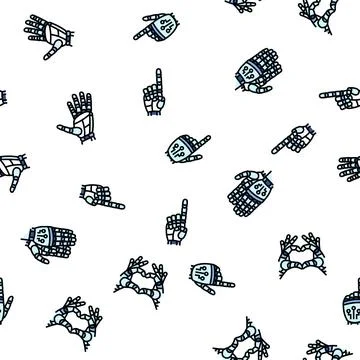 Robot hand gesture ai digital seamless pattern vector Stock Illustration