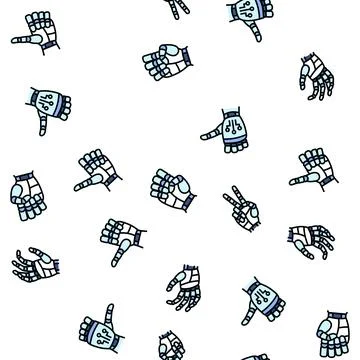 Robot hand gesture ai digital seamless pattern vector Stock Illustration