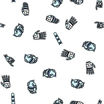 Robot hand gesture ai digital seamless pattern vector Stock Illustration