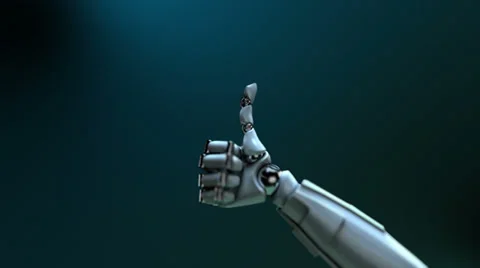 Robot hand gesture "OK" (Thumb up!) Stock Footage 34380740