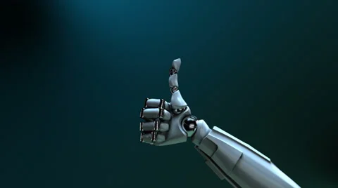 Robot hand gesture "OK" (Thumb up!) Stock Footage 34380758