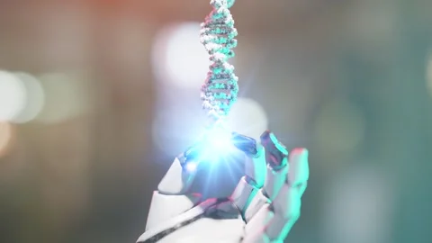 Robot hand holding DNA sequence double helix, concept of future technology 動画素材 272168620