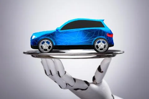 Robot Hand Holding Empty Plate Stock Photos