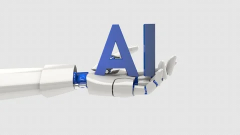 Robot Hand Holds AI Text 動画素材 290891327